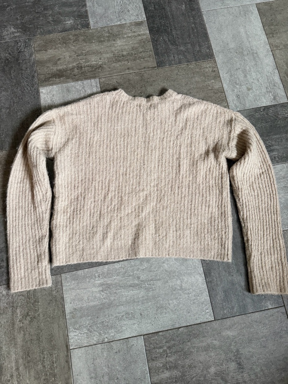 OAK + FORT Ribbed Crewneck Sweater in Beige - Picture 4 of 7
